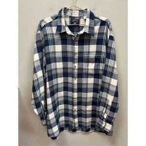 Harbor Bay men’s 2XLT long sleeve medium weight blue plaid flannel/button up (ac